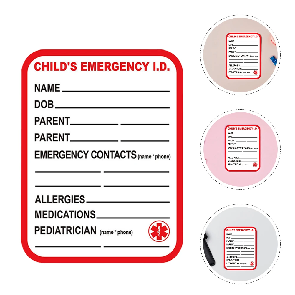 

10pcs Medical Information Tags Bright Red Emergency Stickers Carseat Baby Bottle Daycare Warning Labels Safety