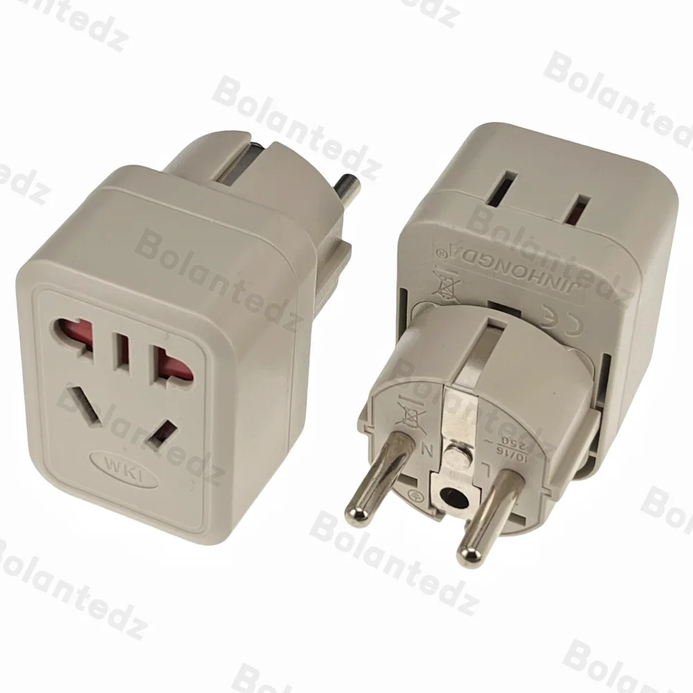2 in 1 AUS AU EU US to EU Schuko Type-F Travel Plug Converter Round 2 Pins France Poland Bali South Korea Power Plug Adapter