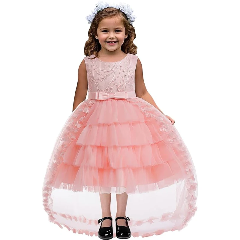

Girls Elegant Dresses Girls White Tulle Princess Dress Wedding Bridesmaid Pageant Dresses Girls First Communion Evening Gown