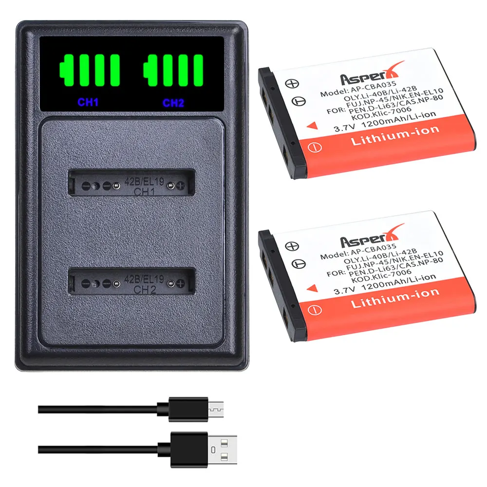 Li-40B Li-42B EN-EL10 Battery Bateria + USB Charger for FUJIFILM fuji NP-45 NP 45A 45B 45S For Nikon CoolPix S60 S80 S200