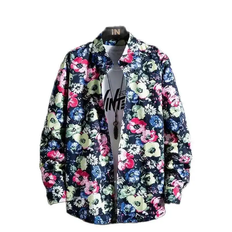 

Осенняя новая рубашка с длинным рукавом и принтом, мужские однобортные повседневные рубашки с лацканами, 15-цветная мужская рубашка Camisa, S-5XL