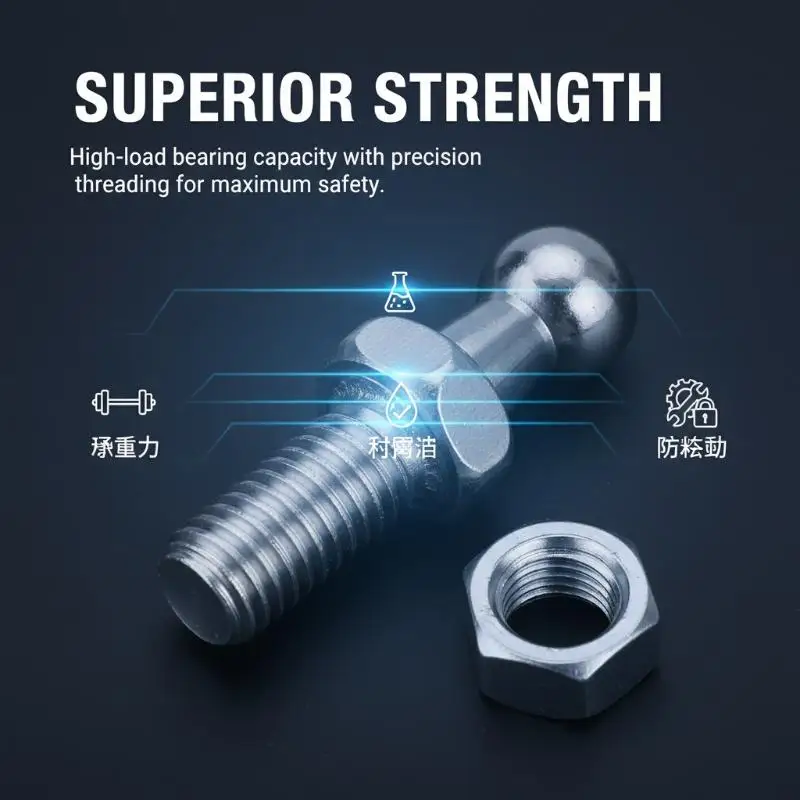 Universal Car 10mm Ball Ended Gas Strut M6 M8 Silver Boot Bonnet Support Durable Lifting Spring for Auto Trunk Hood