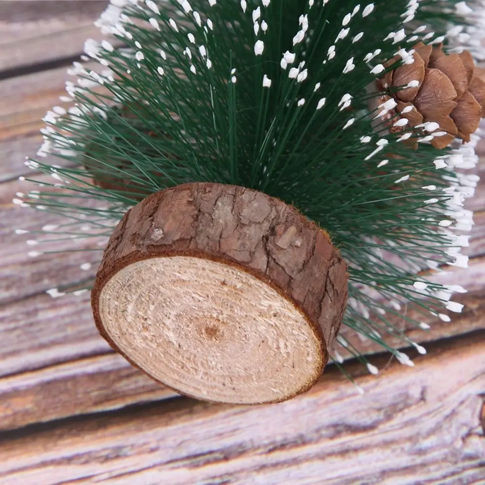 10-30cm Mini Christmas Pinecone Tree Plastic Lifelike Christmas Small Snow Tree Festival Handmade Artificial Xmas Pine Tree