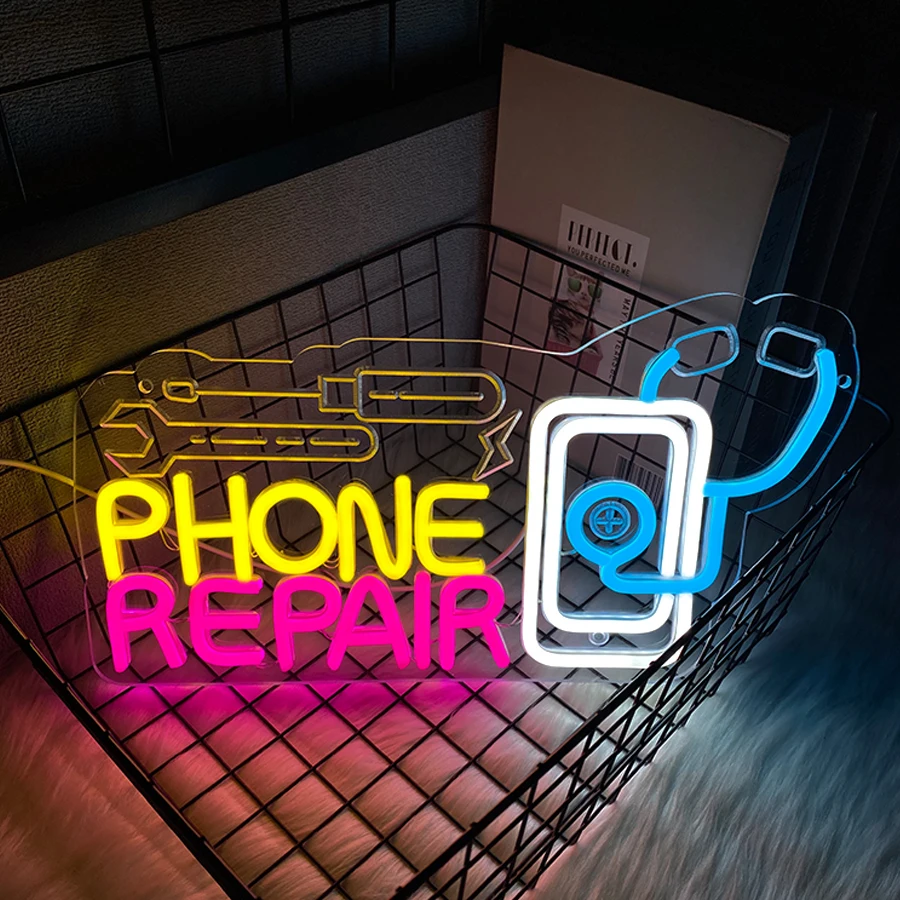 Phone Repair Neon Sign For Wall Decor, Led Neon Light Up Signs For Phone Store Decor,Man Cave,Electronic Repair Shop,USB Powered - view 6