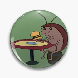 Sponge Bob Cockroach Meme Soft Button Pin Cartoon Gift Decor Metal Lapel Pin Hat Lover Clothes Badge Jewelry Creative Women