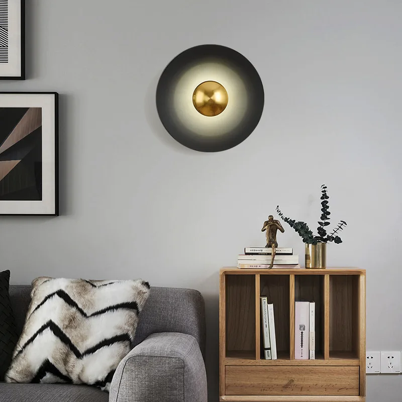 Bedroom bedside lamp modern minimalist aisle staircase wall background wall round led wall lamp LED