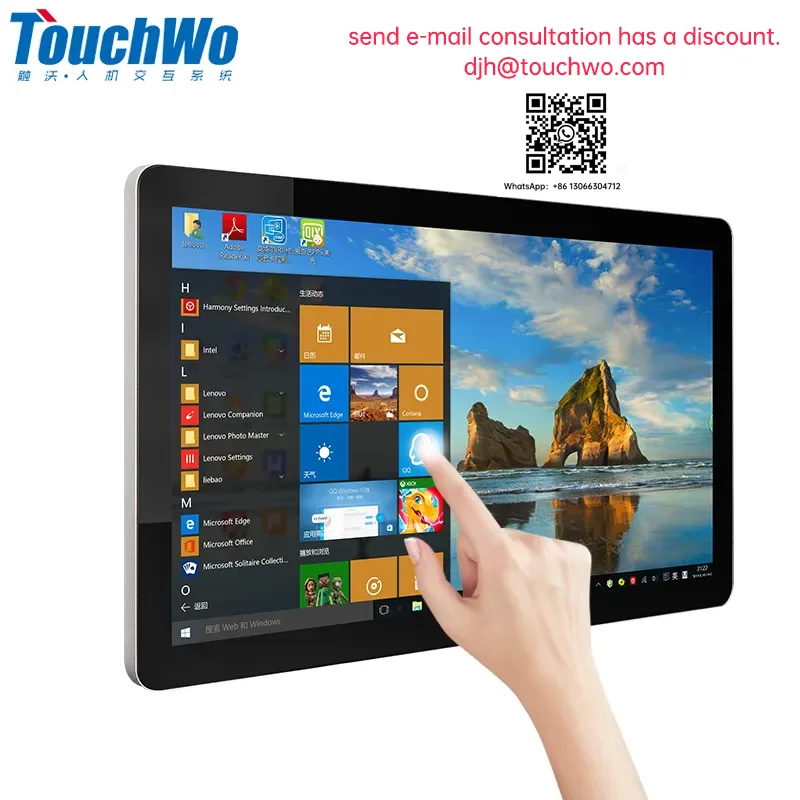 TouchWo 21.5 23.8 27 Inch Touch Screen Monitor Pc Touchscreen Monitor Industrial Android Window 10 All In One Pc For Commercial