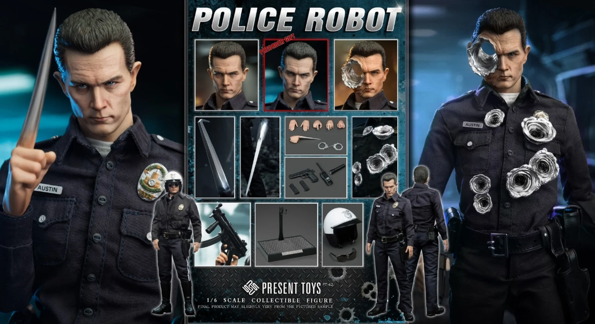 

PRESENT TOYS PT-sp62 1/6 Robot T1000 Policeman Action Figure Collection
