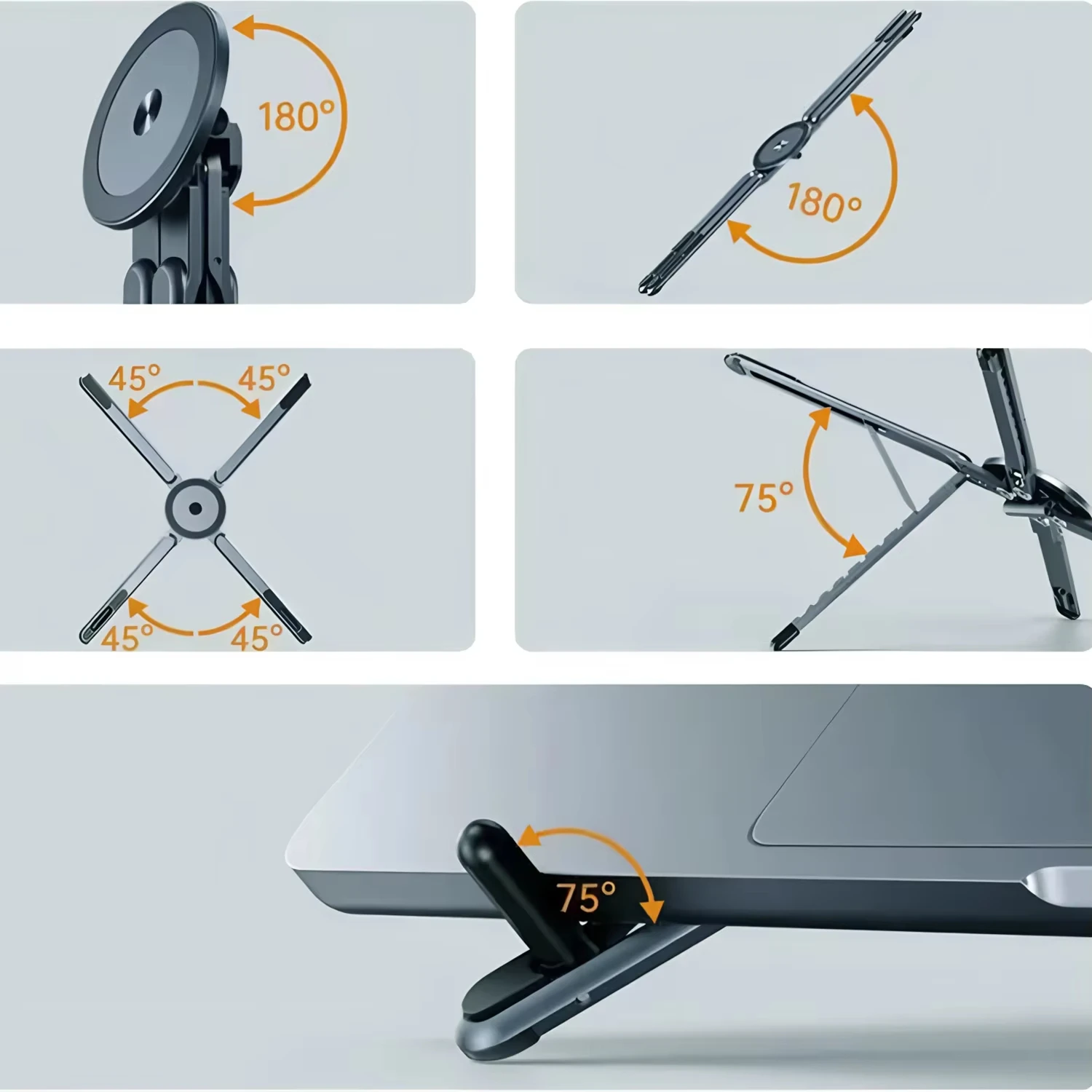 Magnetyczny składany uchwyt na telefon Lenovo, przenośny, wielofunkcyjny, aluminiowy statyw do tabletów, telefonów i laptopów. — zdjęcie produktu 3