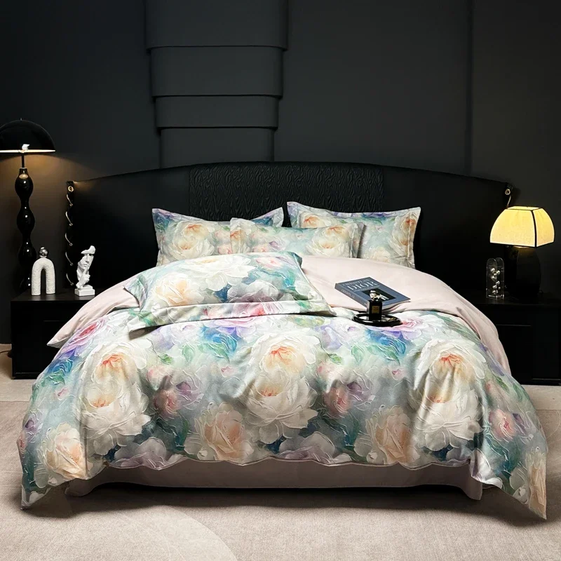 4pcs Autumn and Winter 180pcs Thickened Cotton Brushed Cotton Bed Sheets Premium Master Bedroom Duvet Cover Bedding