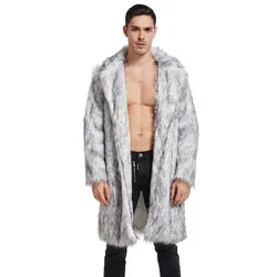 Autumn Winter New Men's Imitation Fur Long Coat Overcoat Popular Imitation Fur Foreign Trade New