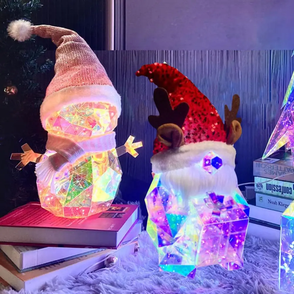 Draagbare Nachtlampje Handgemaakt Led Kerst Nachtlampje Met 3d Kerstman Sneeuwpop Voor Kerstmis Bruiloft Verjaardag Voor Nacht