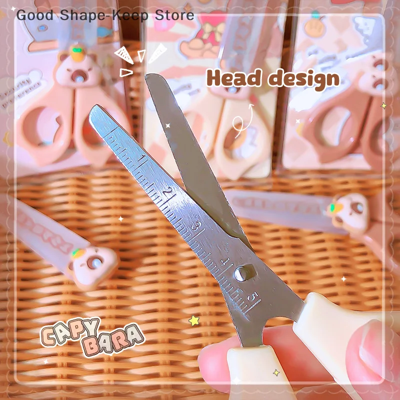 لطيف الكرتون كابيبارا مقص الأطفال DIY يدوية قطع الورق سلامة القرطاسية اللوازم المدرسية هدية