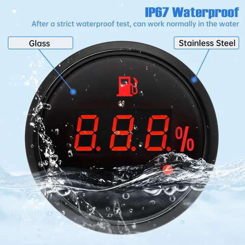 Imagen 2 del producto Sensor de nivel de combustible Universal de 100-550MM para 2 ''52mm 0 ~ 190 Ohm medidor de nivel de tanque de combustible Digital impermeable con luz de advertencia roja para coche