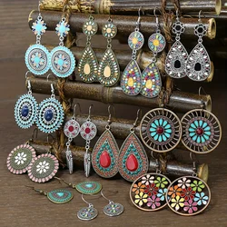 12 Pairs Boho Vintage Style Earrings Set Dainty Chic Colorful Geometric Dangle Drop Earrings for Women Jewelry Gifts