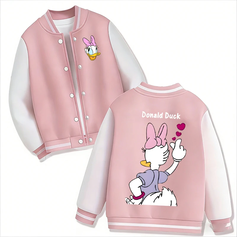 Бейсбольное пальто для мальчиков и девочек, куртка с персонажем аниме «Дональд Дак», весенне-осенняя новая одежда, детская модная повседневная верхняя одежда