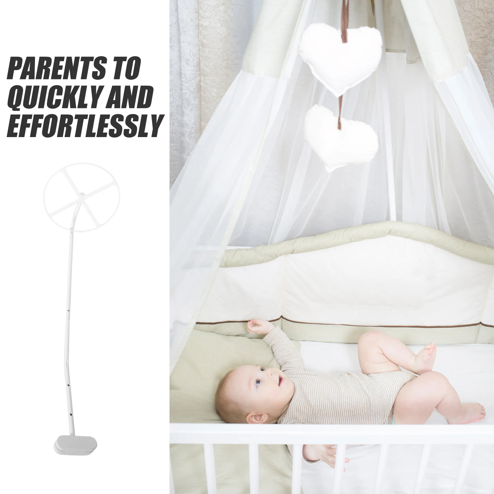 

Baby Crib Mosquito Net Support Bracket Adjustable Two-Section Canopy Bed Support Accessories Nursery Stand Canopy Bracket