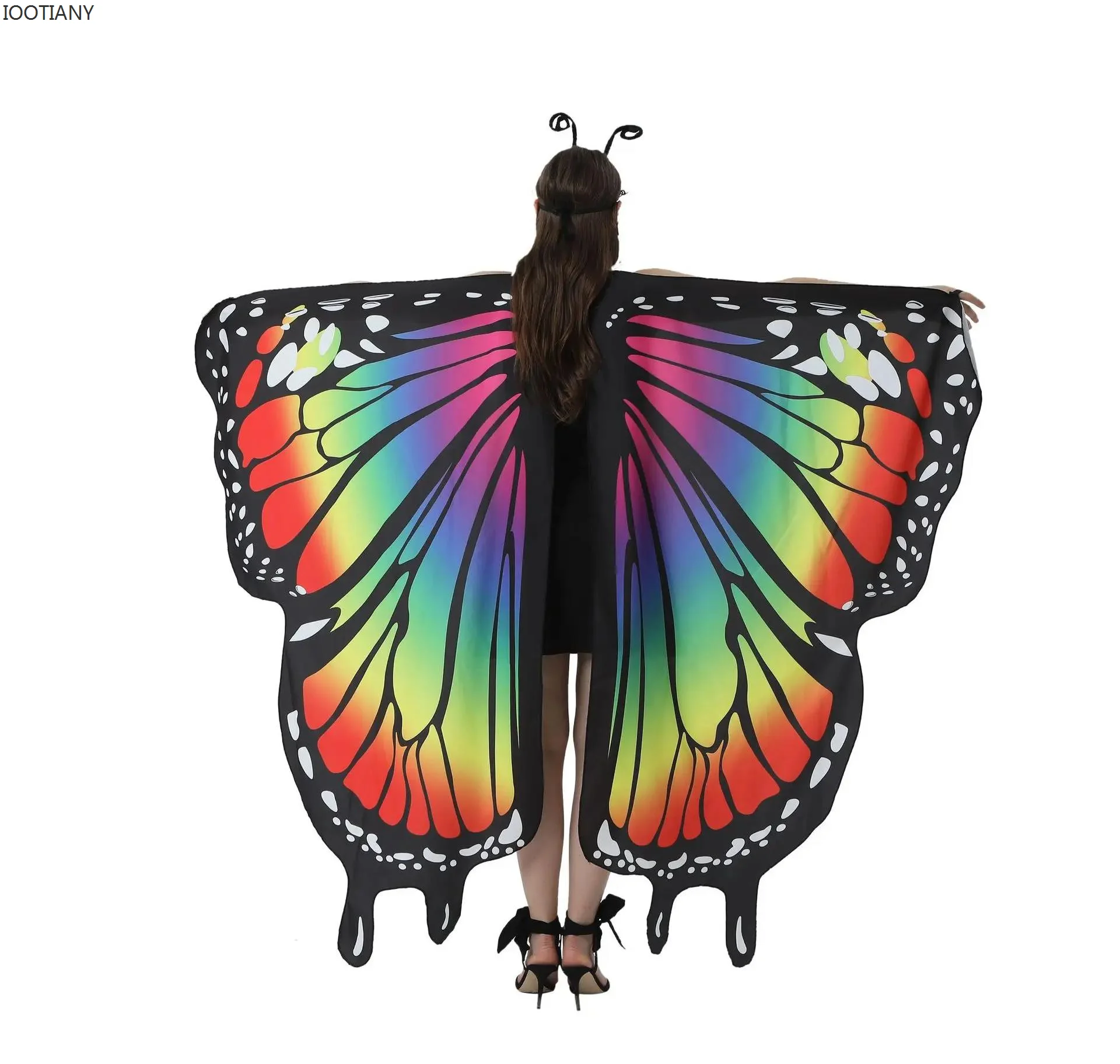 New Butterfly Wing Ladies Fairy Cape Adult Wings Decoration Holiday Outfits Halloween Dress Up Party Cloak Adjustable Hand Strap