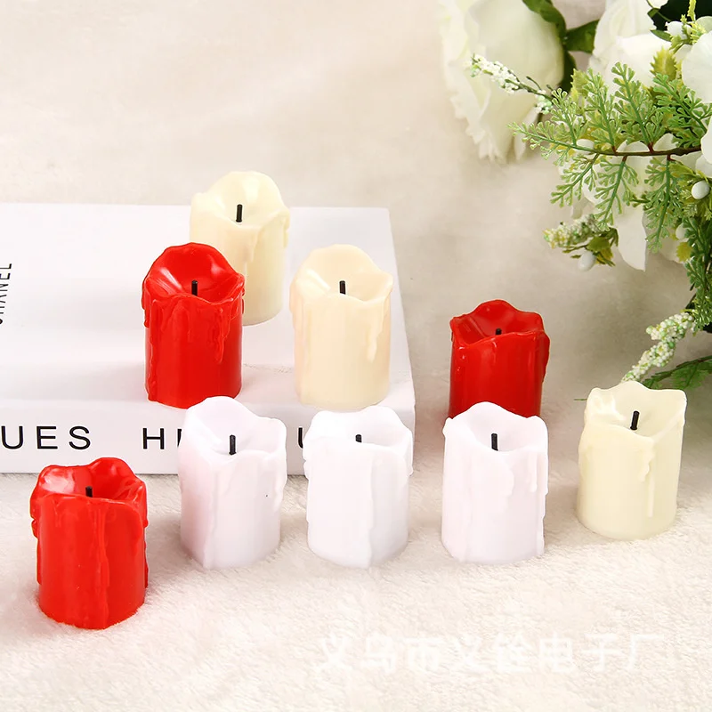 

LED Flameless candle light, battery powered red and white tea light, realistic flame Christmas holiday wedding home decoration