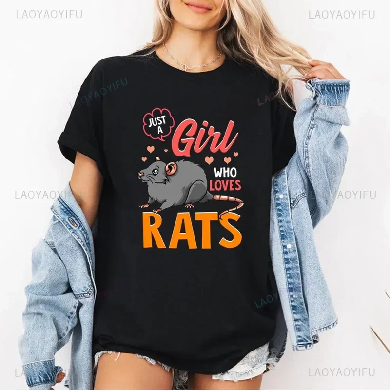 

Rat Shirt Just A Girl Who Loves Rats Shirt Comfortable Personality New Casual Simple High Quality Cotton Printed T-shirt Tops