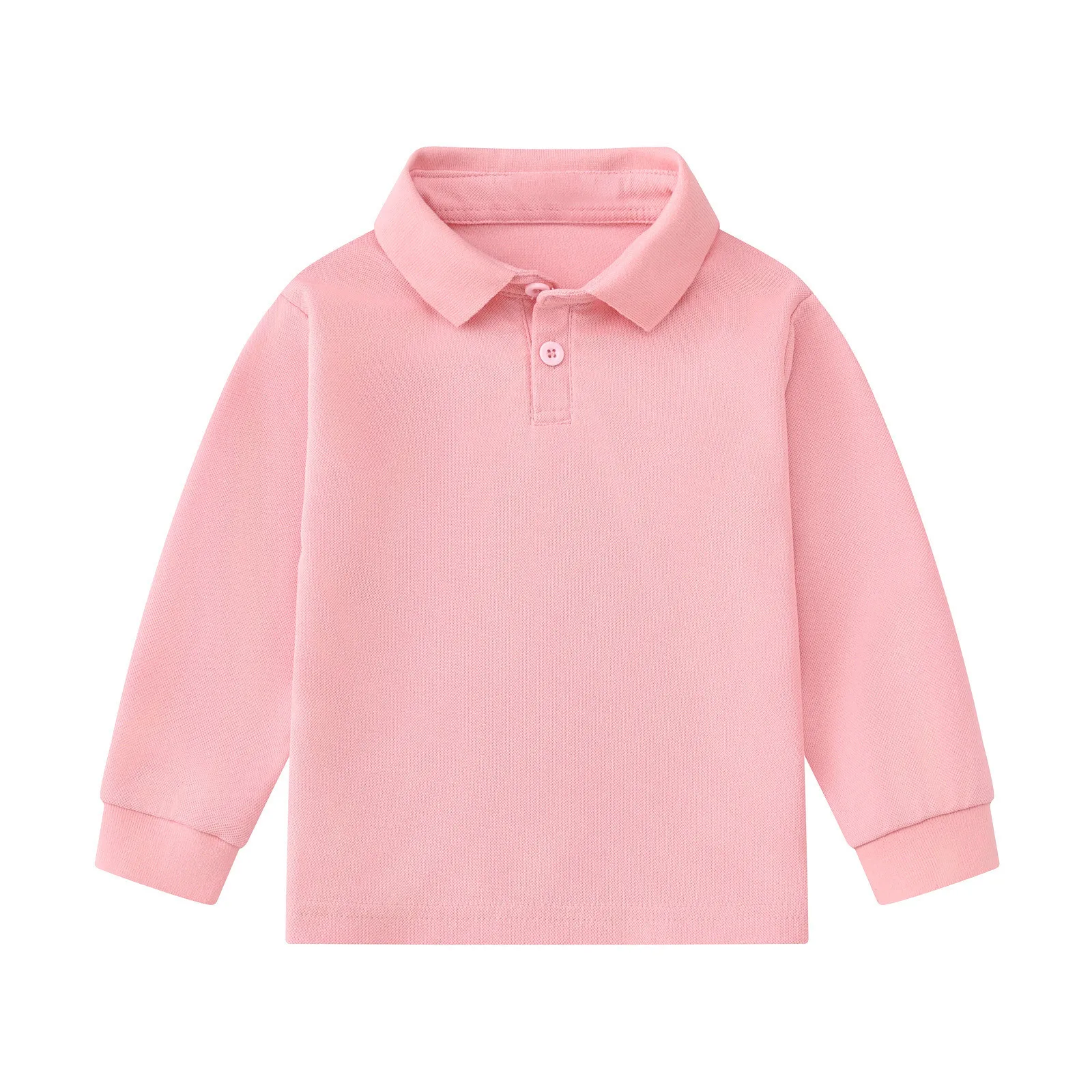 

Children's Solid Color Long Sleeve Tops POLO Shirt Boys Handsome Fashion Sports T-shirt Girsl Lapel Casual and Comfortable Tops