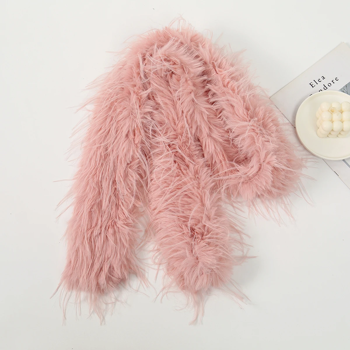 Women Faux Rabbit Fur Long Scarf Lady Winter Warm Solid Color Thick Fluffy Scarf Luxury Coat Parka DIY Soft Fur Collar 170*10cm - view 4