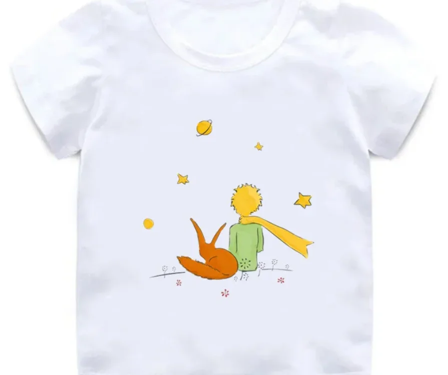 2024 Summer Kids T-Shirts Little Prince Art Printing Cute Cartoon Baby Boys T shirt Short Sleeve Children Tops Girls Clothes