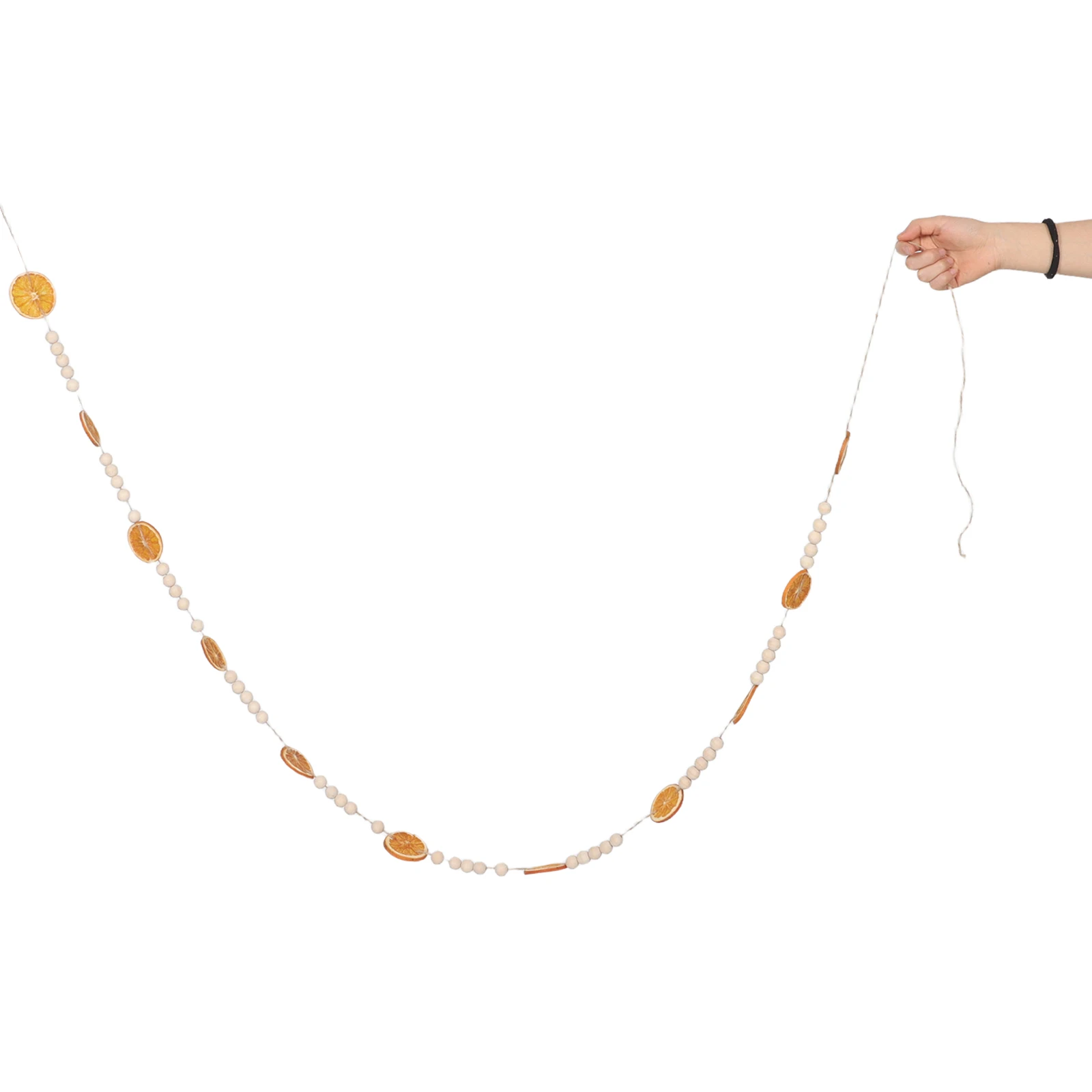 

30M Handmade Christmas Garland Dried Orange Slices Cinnamon Star Anise Wood Beads Hanging Decor for Tree Mantel Wall Doorway