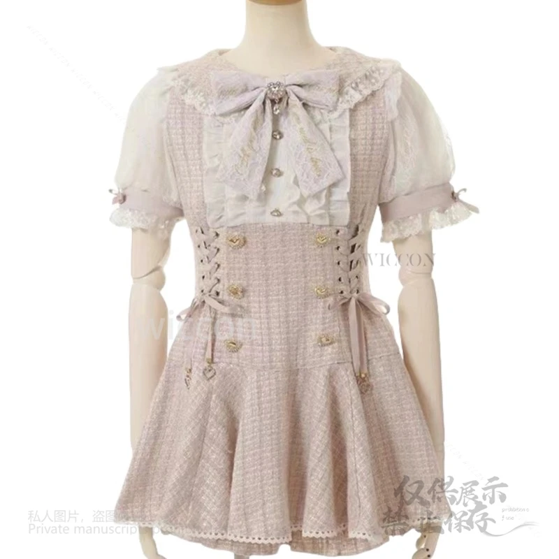 اليابانية Y2K جيراي كي الألغام الأرضية سلسلة كتلة قصيرة وطويلة الأكمام قميص السراويل فستان مجموعة النساء الفتيات حفلة الهالوين S-5XL مجموعة كاملة