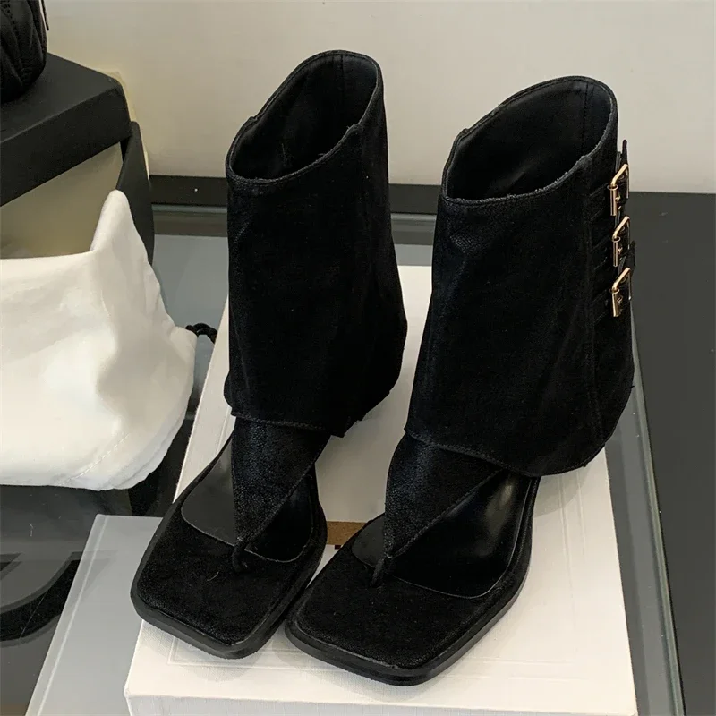 

Eilyken/модные ботильоны с квадратным носком, сандалии, женская обувь на толстом низком каблуке, летние осенние короткие ботильоны с пряжкой и ремешком