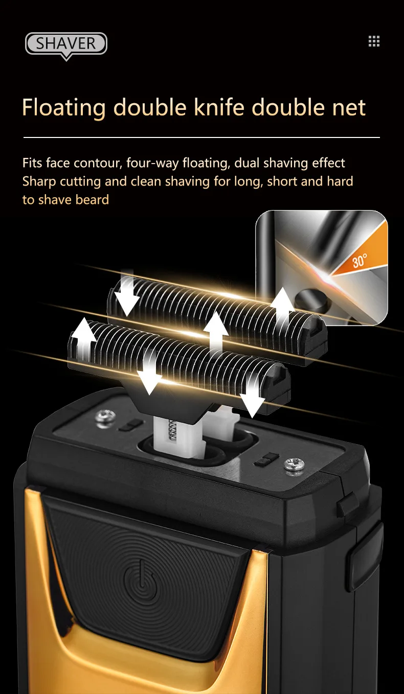 HIENA Men's Shaver Kit Portable 12cm Electric Beard Razor Professional LED Display Cordless Shaving Razors Barber Hair Clippers