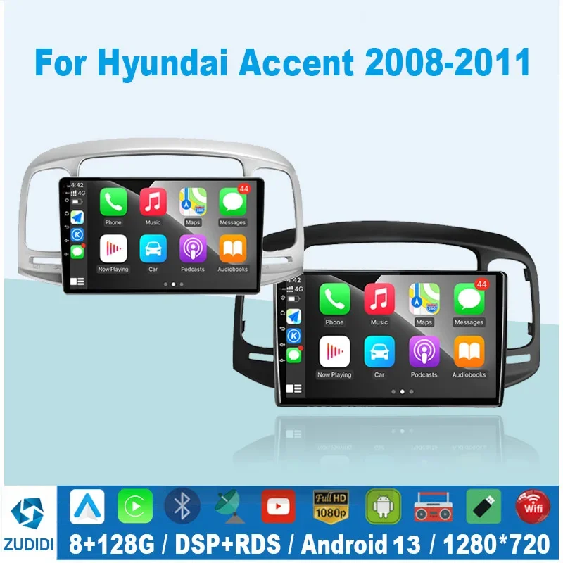 Android 13 Auto For Hyundai Accent 2008 2009 2010 2011 Car Radio Multimedia Video Player Navigation GPS 360 Camera No 2din dvd