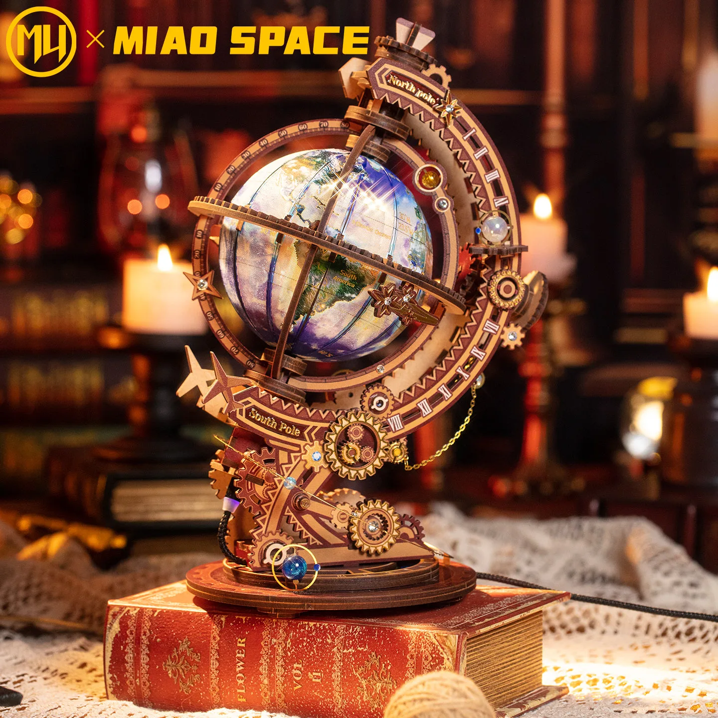MU Planetary Secret Realm Globe 3D Metal Puzzle DIY Handcraft Educational Puzzle Toy Desktop Office Decor Stress Relief Gift