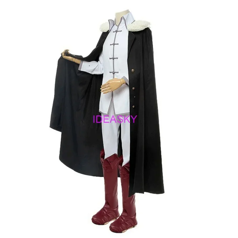 Fyodor Dostoiévski Cosplay Costume, Manto Bungou, Cães vadios, 3 Bungo, Dostoiévski, Capa, Chapéu, Sapatos, Peruca, Terno, Temporada 3