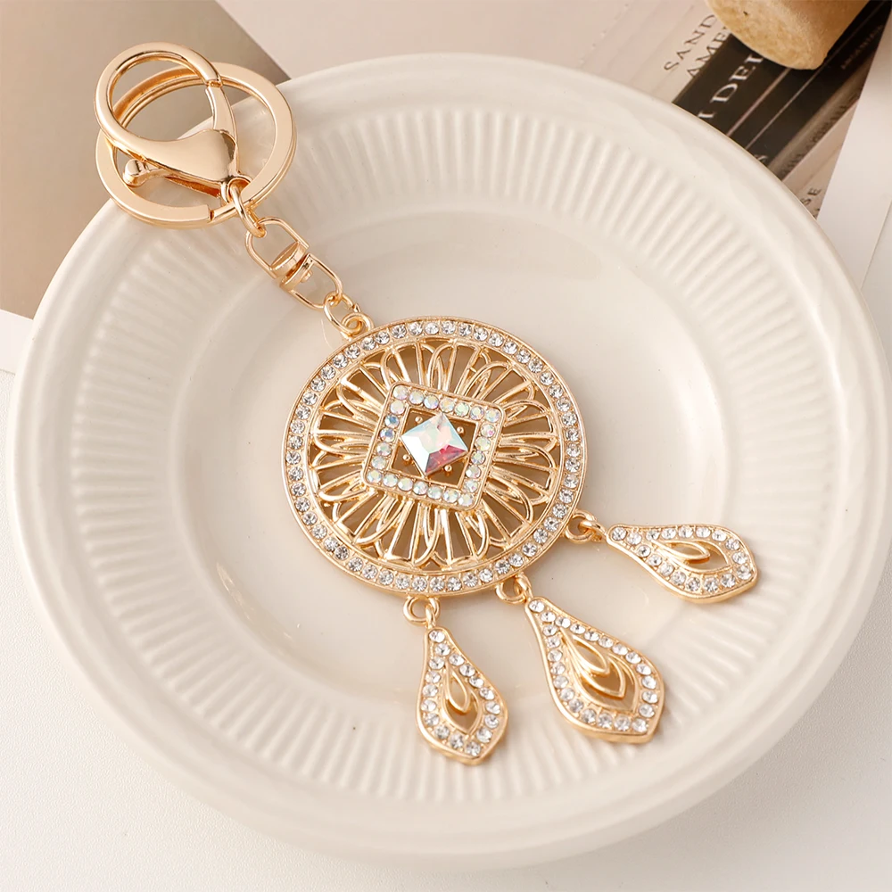 Dream Catcher Keychain High-quality Alloy Rhinestone Key Holder Nightmares Disappear Sweet Dreams Pendant