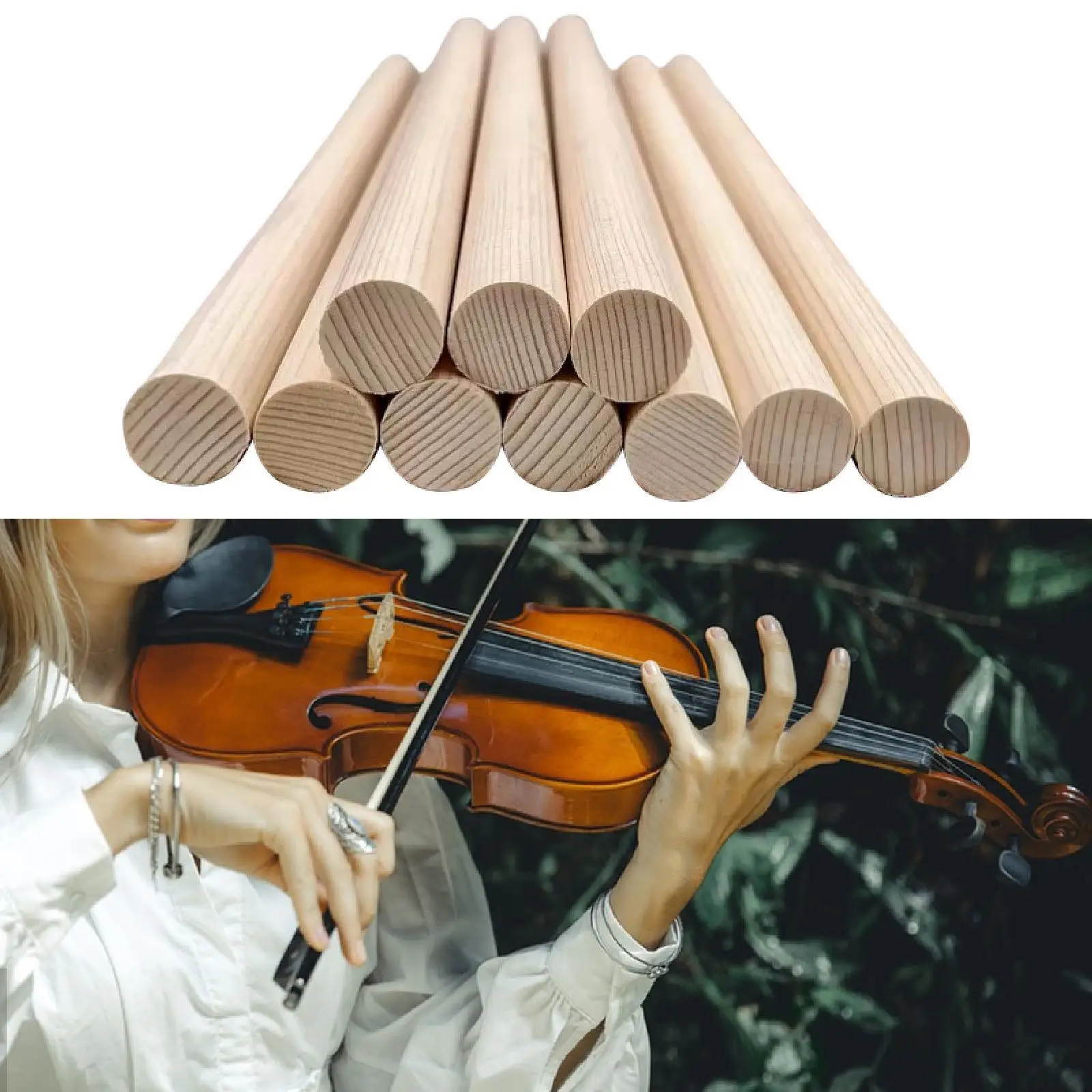 

10 Pieces Sound Posts for 3/4 4/4 Supplies Wooden Repair Tool Violin Columns