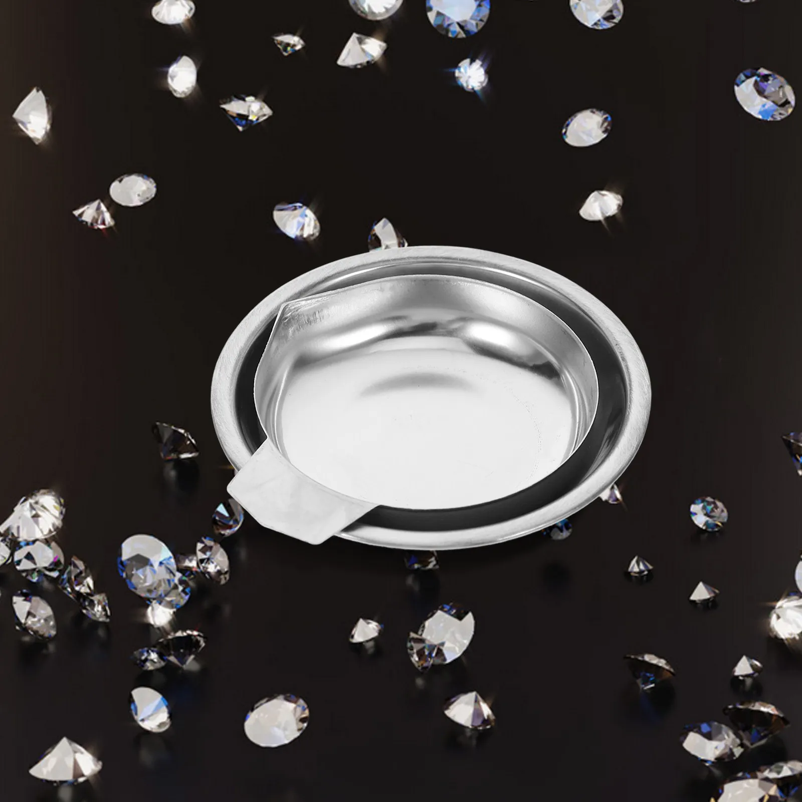 2Pcs Electronic Scale Tray Stainless Steel Small Diamonds Weighing Pans Jewelry Scale Trays Measuring Powder Dish Store