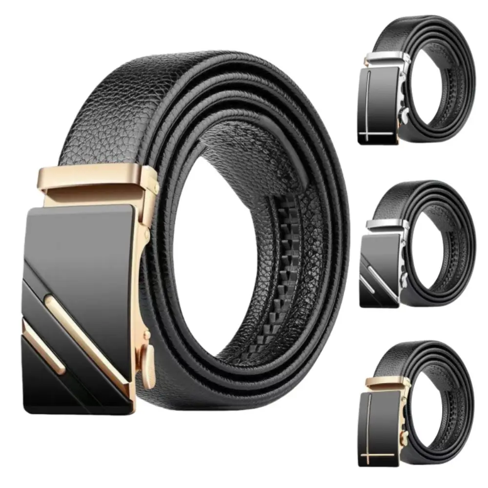

High-Quality PU Leather Men's Business Belt Automatic Buckle Strong Men's Leather Belt Durable Adjustable Men's Waist Strap