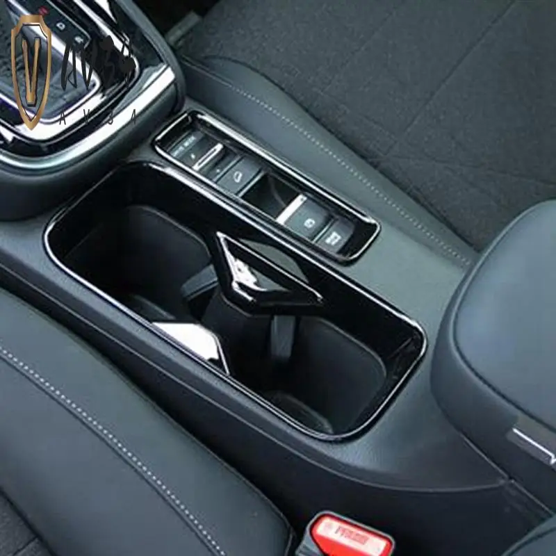 

AV34-2Pcs Car Center Console Water Cup Holder Decoration Cover Trim Stickers Parts For Honda HRV HR-V Vezel 2021-2023 Glossy Bla