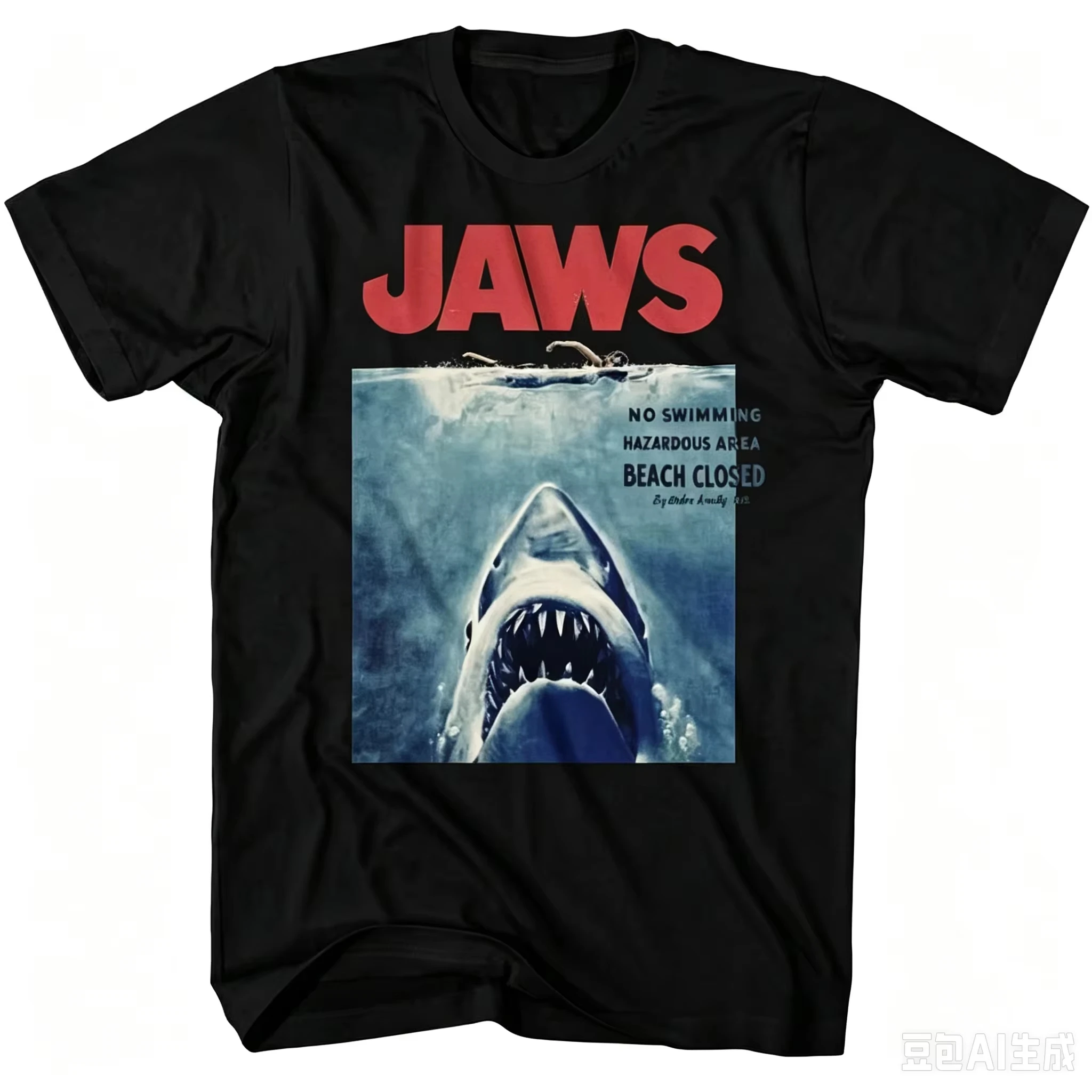 2026 New The JAWS Family Matching Oversized Unisex Streetwear T Shirt Vintage Shark Ocean Movie Poster Style Graphic Tee