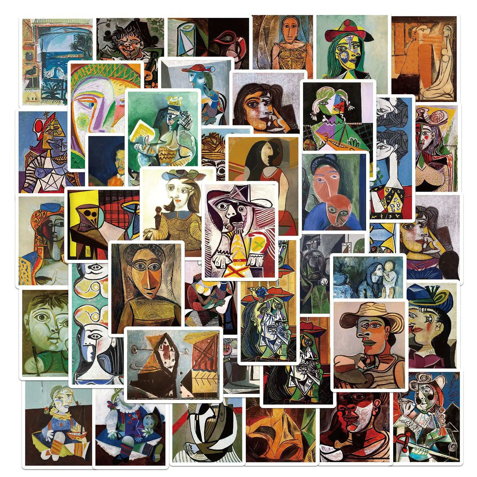 50Pcs Picasso Abstract Art Oil Painting DIY Stickers Scrapbook Mobile Luggage Skateboard Waterproof Stickers