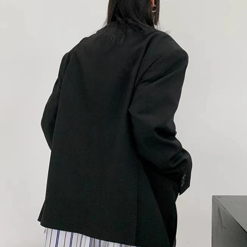 Blazers Noirs pour Femmes, Vêtements d\'Extérieur Solides, Style Britannique, Décontracté, Ulzzang, Mode Classique, Streetwear Unisexe, Rétro