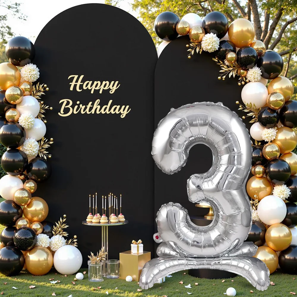 

Silver Standing Number Foil Helium Balloon For Birthday Party Baby Shower Wedding Festivals Anniversaries Decoration Supplies