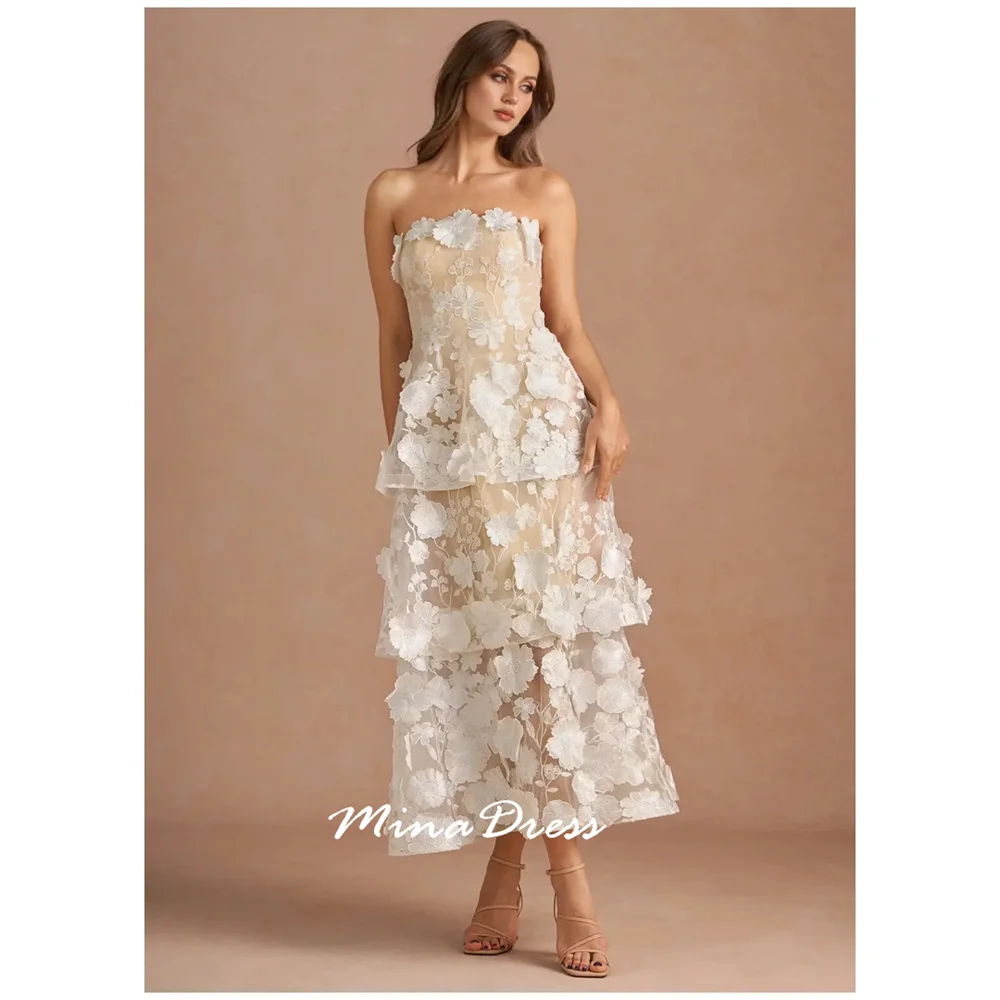 

Mina Level Luxurious Women's Evening Dresses for Special Occasions Customized Removable Slim Shoulder Dress With Corset Flowers