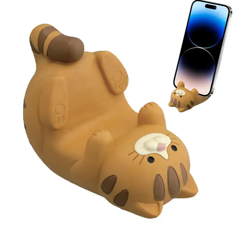 Cat Phone Holder Resin Cartoon Smart Phone Dock Cute Craft Ornaments Phone Holder Creative Phone Stand for Cellphones Home Decor