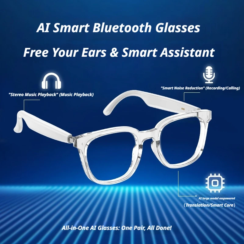 Gafas de Traducción Inteligente con IA, Control Táctil, Llamadas de Voz Bluetooth Multifuncionales, Música y Audio Abierto para Accesorios