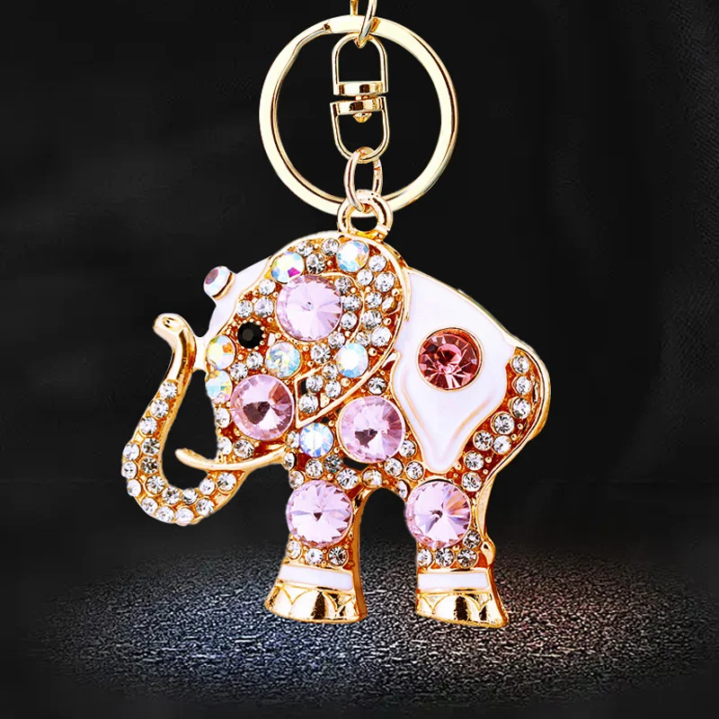 Bling Rhinestone Cute Elephant Keychain Key Ring Handbag Charm Pendant Gift Key Chain Handbag Pendant Car Ring Charm Jewelry