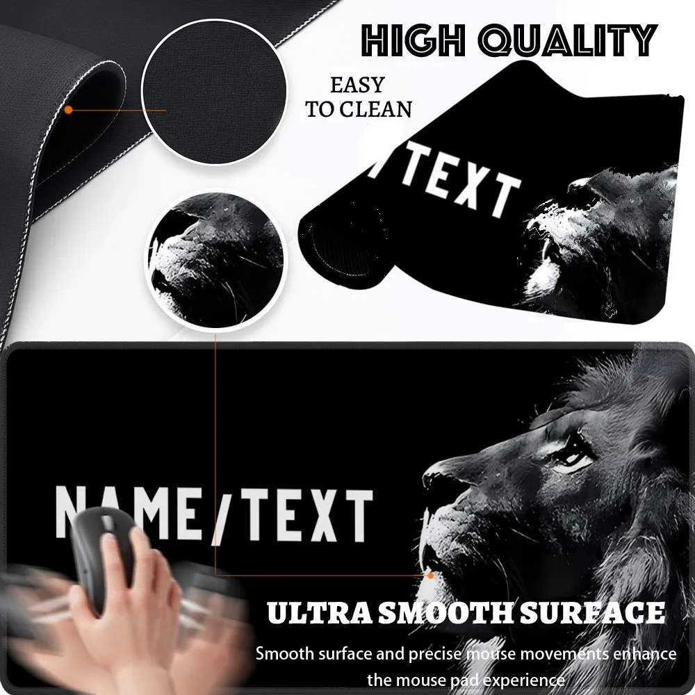 Customizable Lion Head HD Print Desk Mat, Soft Thick Rubber Edge Locking For Gamer Office Couple Gift