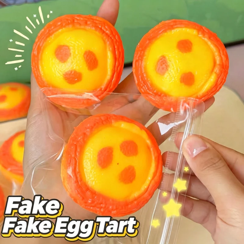 Egg tart Handmade Squishy Ball Crunchy Stress Ball Squishy Toys Moldable Squeeze Ball ASMR Sensory Anti Stress Fidget Toys image 2