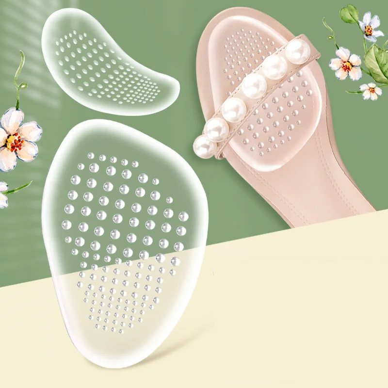 Gel Vorfuß polster für Füße transparente halbe Einlegesohlen Damenschuhe Anti-Rutsch-Massage sohle Kissen Silikon Sandale Linderung Schmerz einsätze